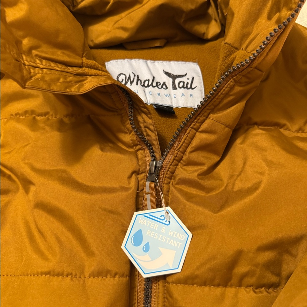 Whales Tail Youth Boy’s Hooded Puffer Jacket - Mustard Brown, sz large, NWT! - Picture 4 of 8